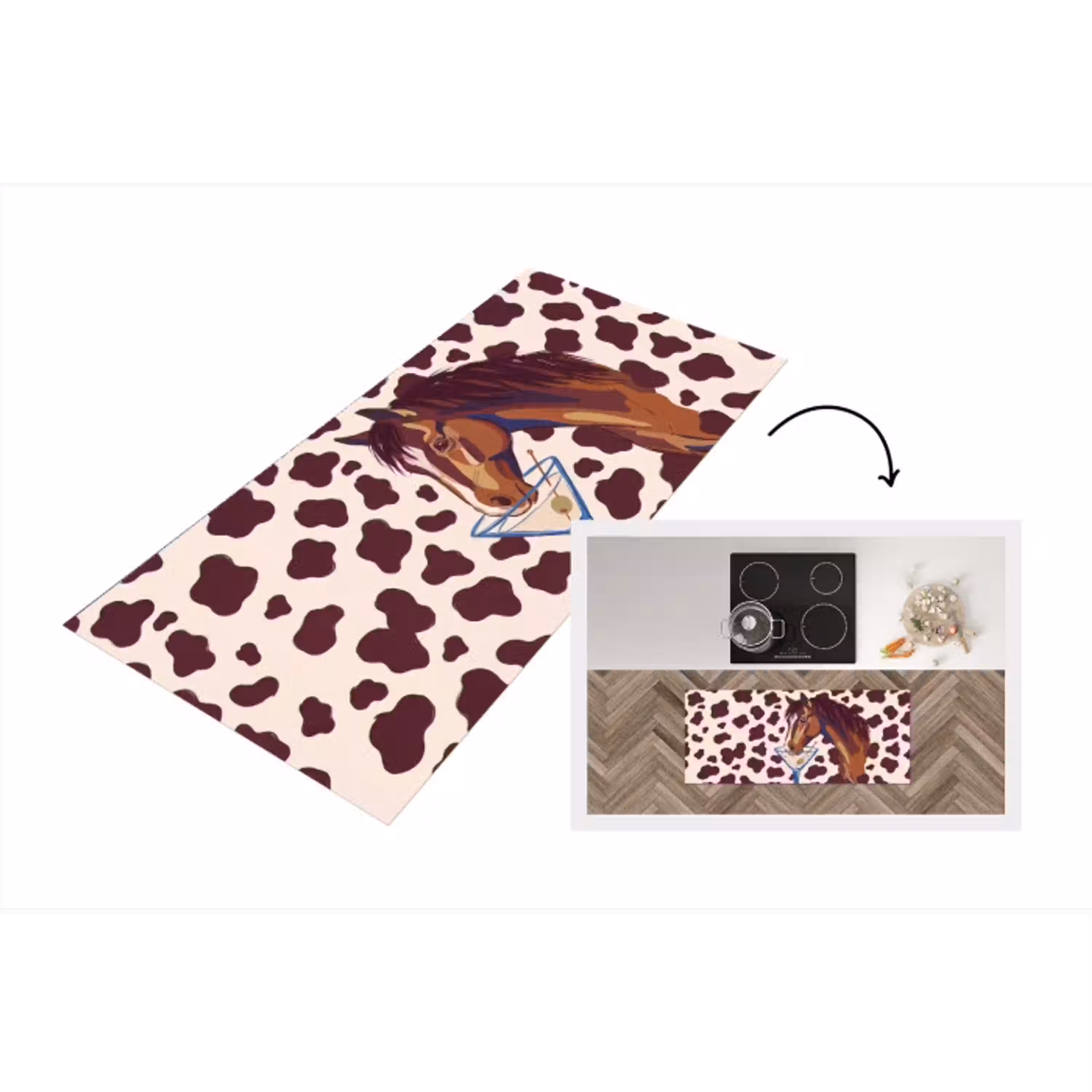 Paard - Martini - Dieren - Abstract - Bruin Keukenloper - keukenmat middel -3d