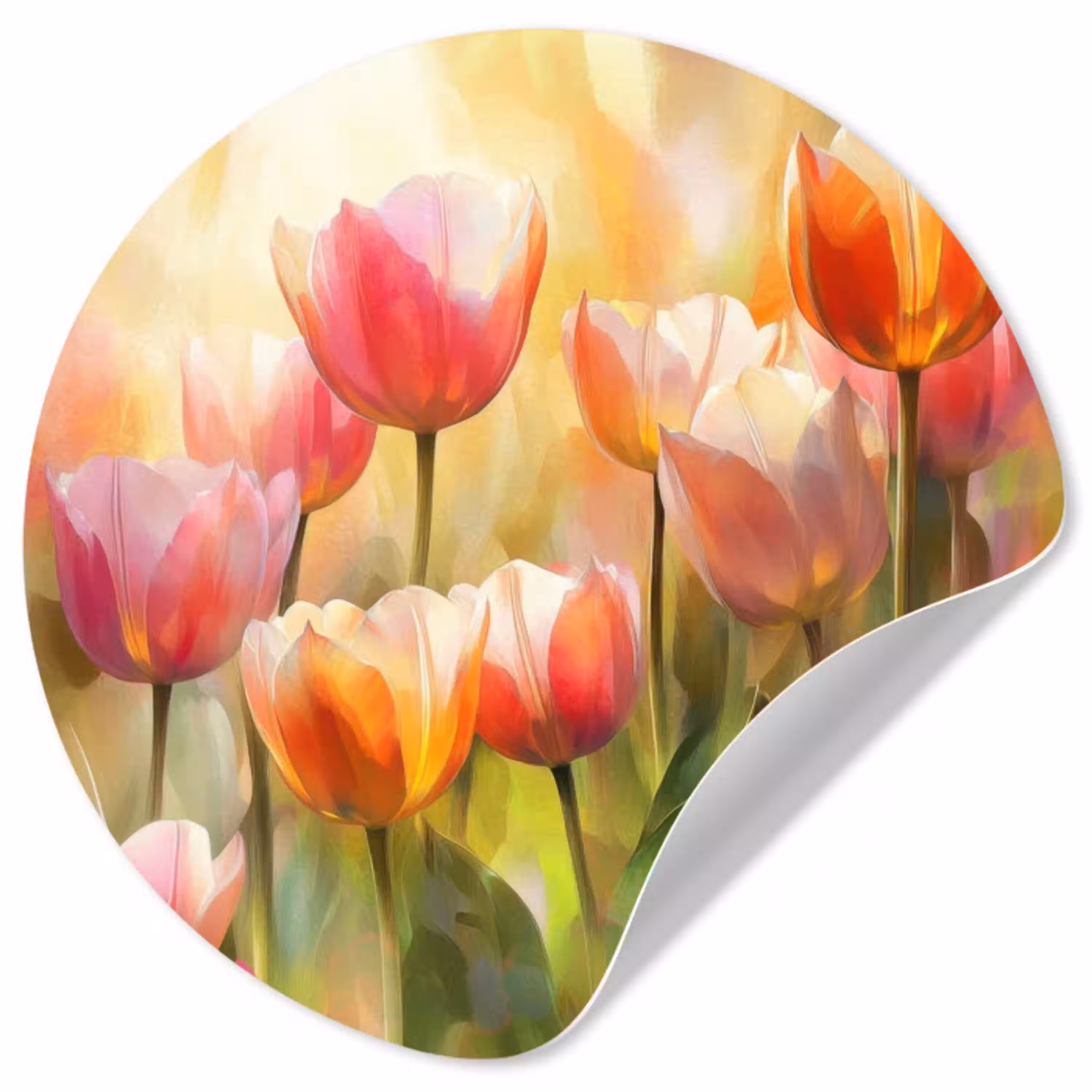 Tulpen - Sprookjesachtig - Kleurrijk Wandcirkel behangsticker klein -3d