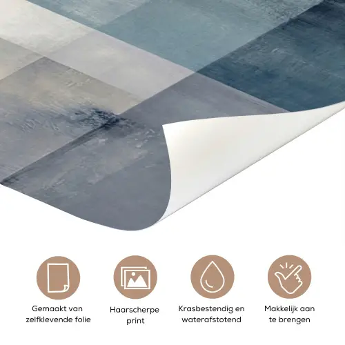 Rechthoeken - Abstract - Blauw deurposter klein -closeup_NL