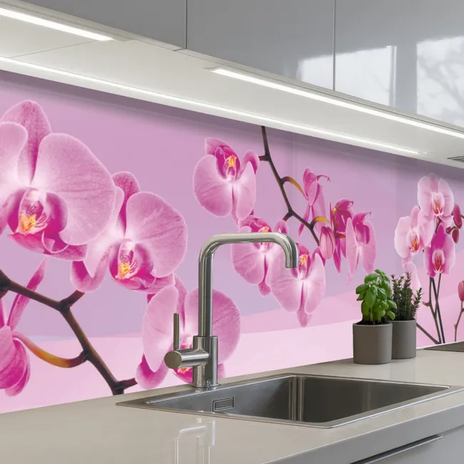 Crédence Cuisine - Fleurs - Orchidée - Rose