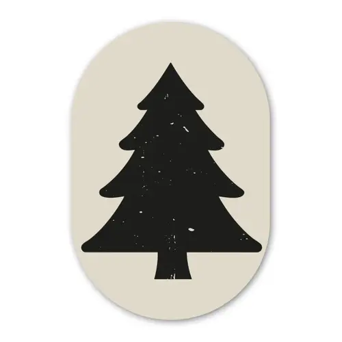 Kerstboom - Zwarte kerstboom - Boom - Japandi Wandcirkel Ovaal Forex klein -3d