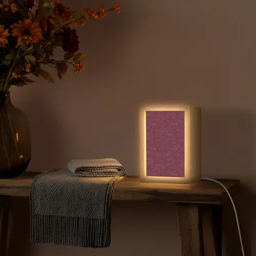 Bladeren - Patroon - Paars Light Box met kabel (Tafellamp) klein 925 -sfeer4