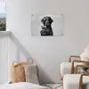 Hond - Zwart - Wijnglas - Zonnebril tuinposter los doek klein -sfeer8