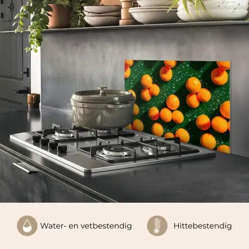 Mandarijn - Oranje - Druppels - Groen keuken achterwand spatscherm klein 900 -usp_NL