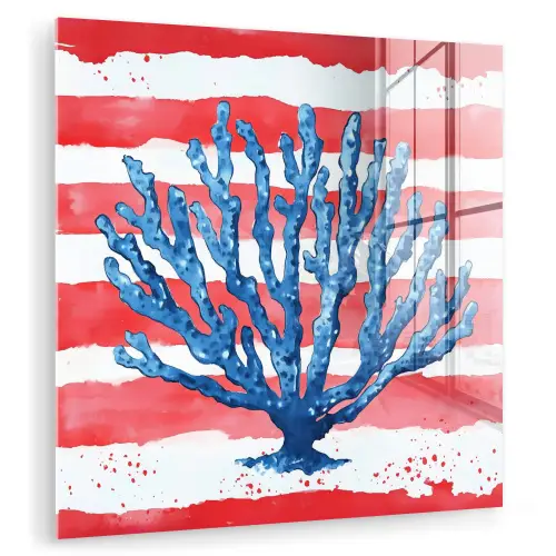 Koraal - Verfstructuur - Rood - Blauw plexiglas 5mm klein -zzzproduct_nieuw