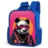 Panda met Koptelefoon, Zonnebril en Gouden Ketting Kinderrugzak - Blauw middel -schuin