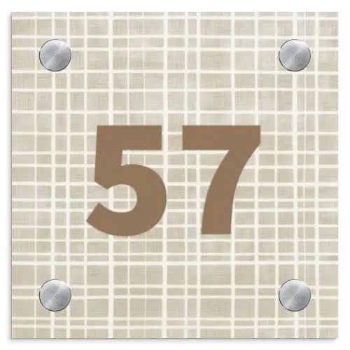 Beige raster - Traditioneel Naambord Vierkant klein -3d