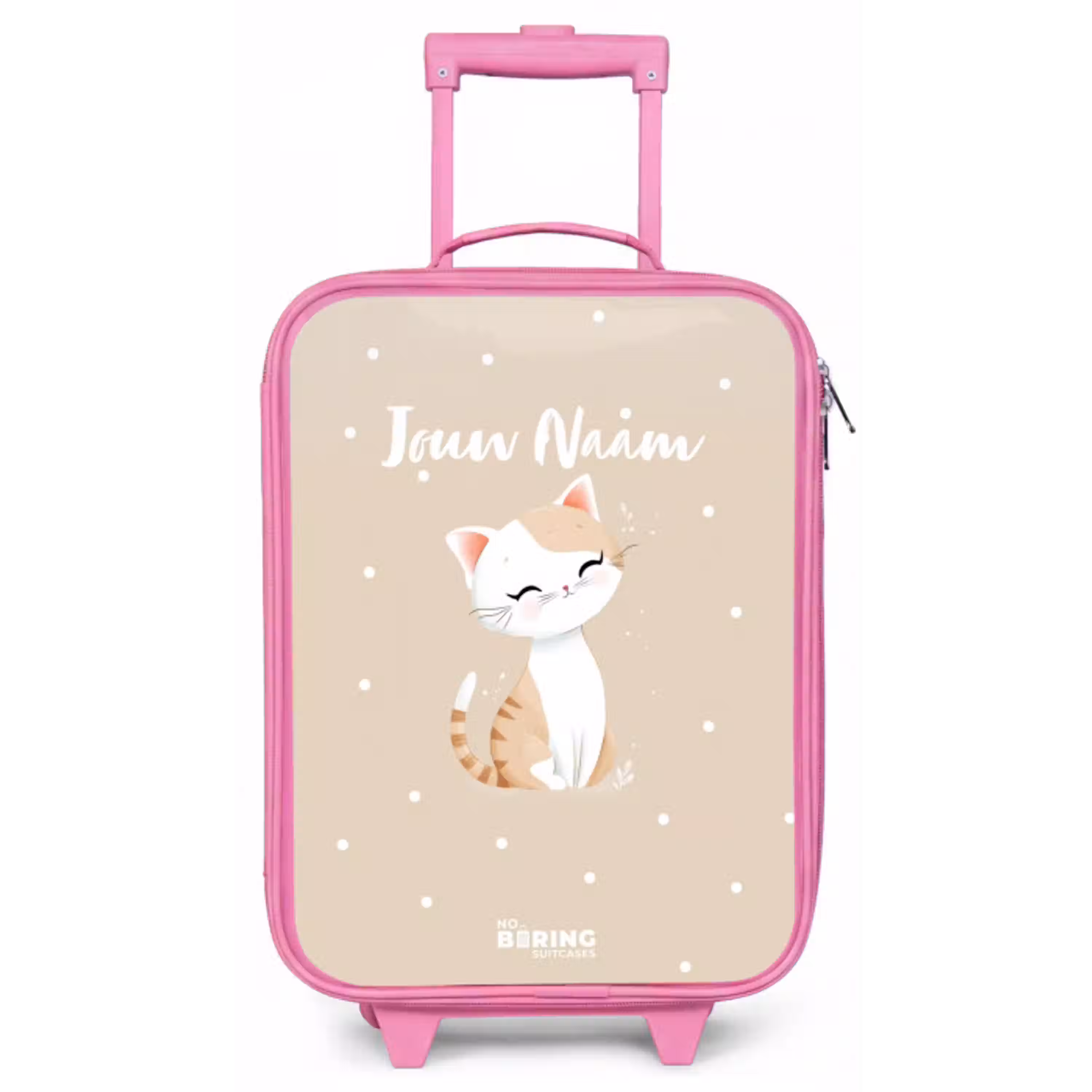 Kat omringd door beige stippen Kinderkoffer - Roze klein -zz3dotto