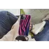 Zebraprint - Roze - Paars - Dierenprint Hoesje iPhone 12 Pro met koord klein -hand