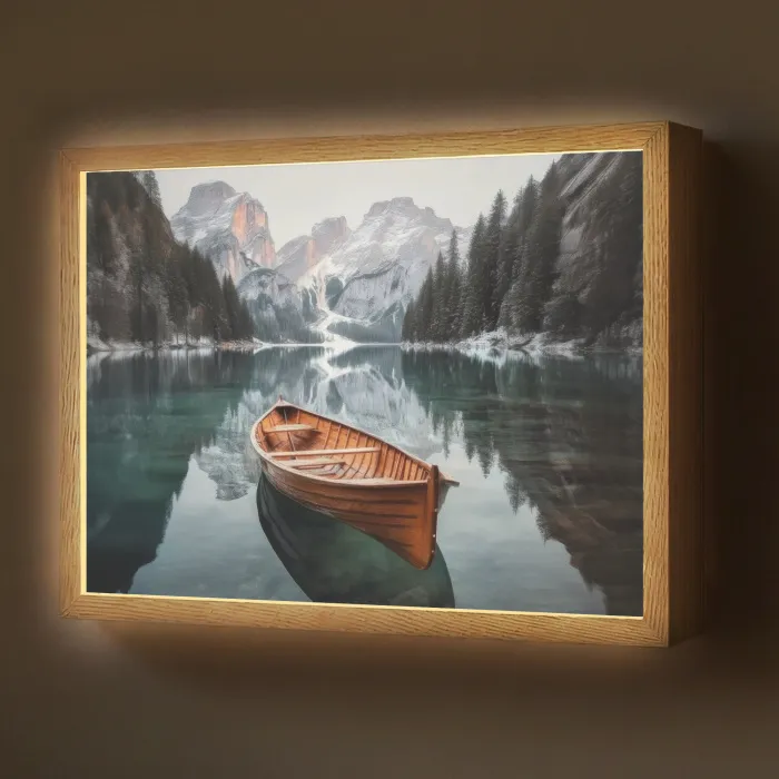 Boot - Bergen - Natuur - Water Light Box met batterij (Wandlamp) middel -z3d_website