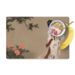 Vrouw - Azië - Kunst - Beige Placemat vinyl groot -zzzproduct_Kitchenyeah-website