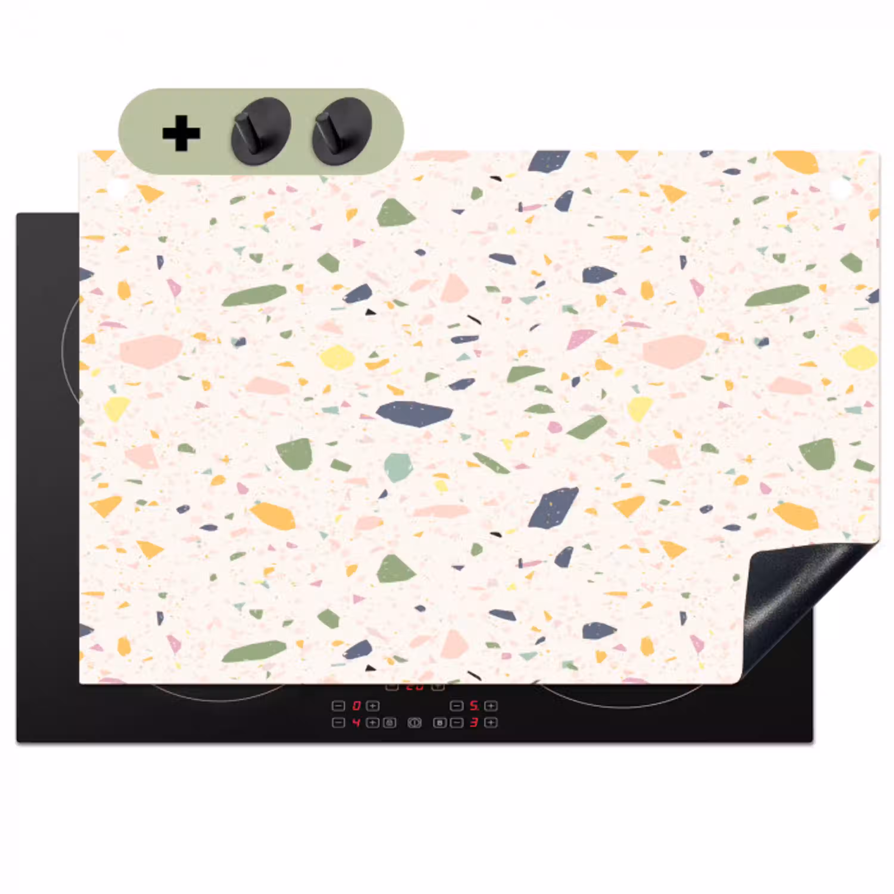 Terrazzo - Patroon - Kleurrijk  - Festival Inductie beschemer met haakjes klein 777 -3d
