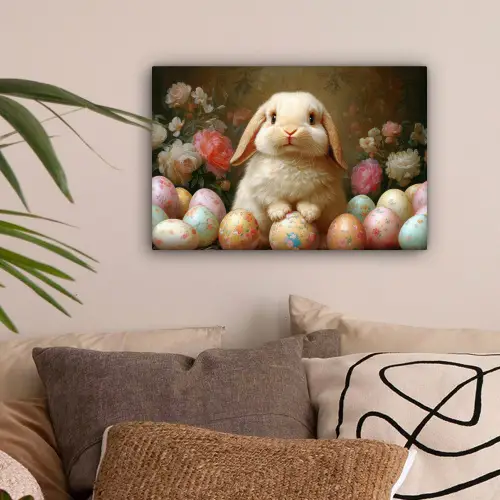 Konijn - Paaseieren - Stilleven canvas 2cm klein -sfeer1