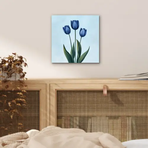 Tulpen - Blauw - Bladeren aluminium wit klein -sfeer3