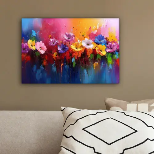Fantasiebloemen - Verf - Speels canvas 2cm klein -sfeer3