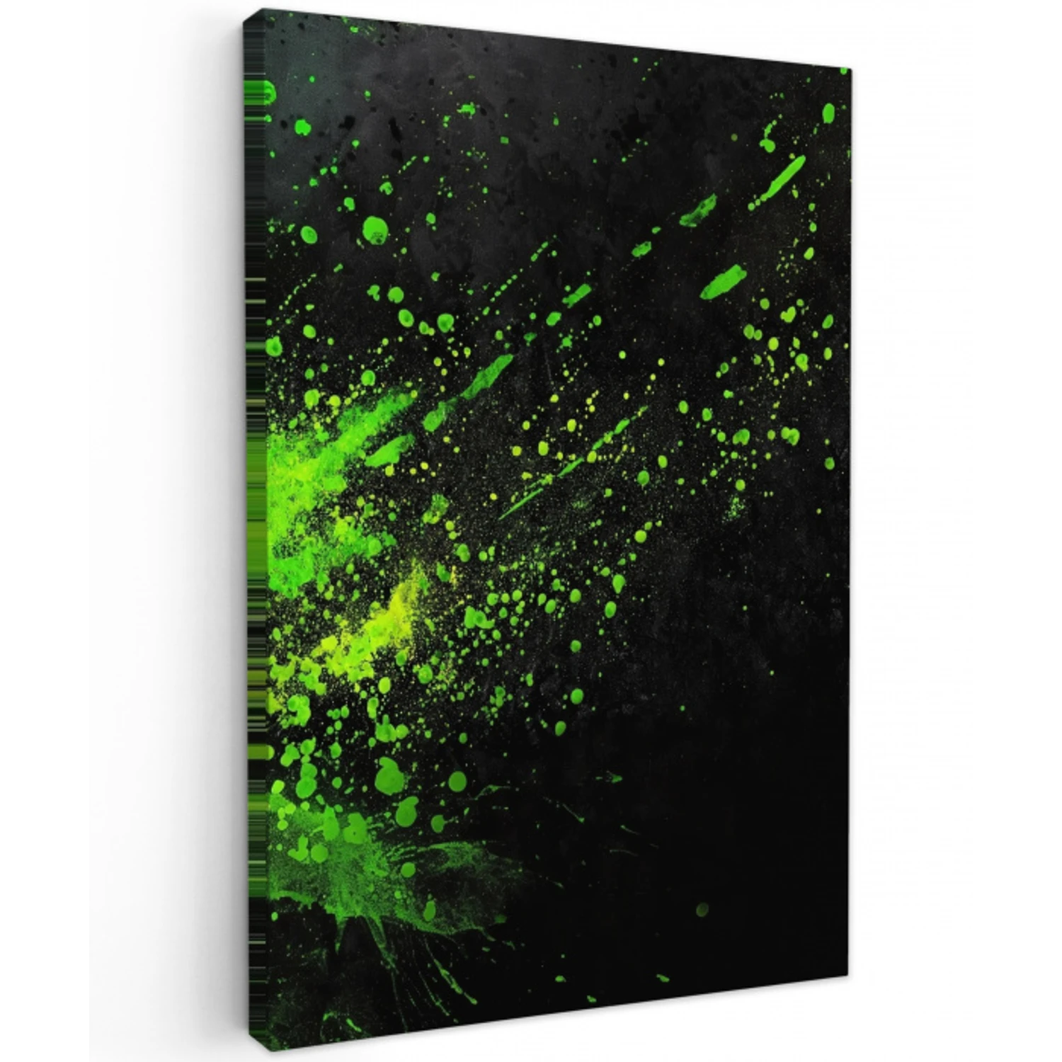 Gaming - Spetters - Groen - Chaotisch - Groen Tuinposter op houten frame 2 cm dik middel -3d