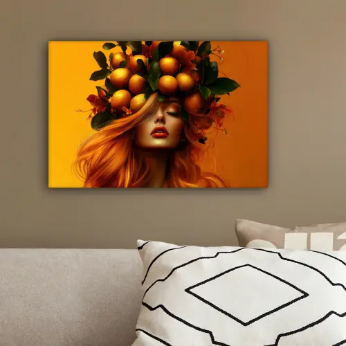 Vrouw - Citroenen - Bloesem - Geel canvas 2cm klein -sfeer3
