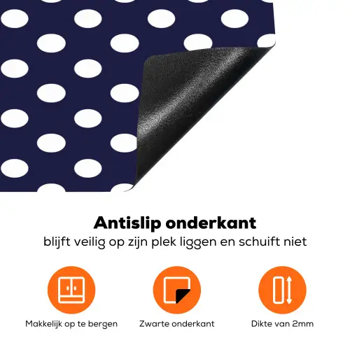 Oceaan - Stippen - Blauw - Wit Inductie beschermer vinyl 3mm klein 276 -zzzzzzz-td-onderkant