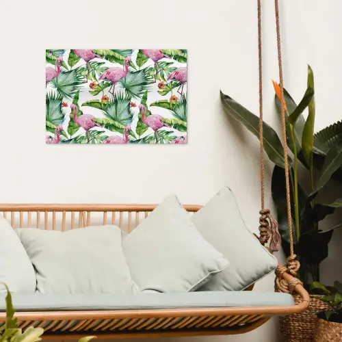 Bladeren - Flamingo - Bloemen - Jungle tuinposter los doek klein -sfeer7