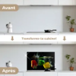 Paprika - Groente - Water - Zwart - Rood - Groen - Geel keuken achterwand spatscherm klein -voor_na_FR