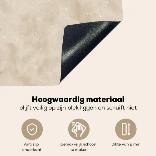 Structuur - Spikkels - Beige Inductie beschemer met haakjes klein 777 -ky-onderkant-nl