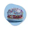 Glitters - Hamburger - Blauw Wandcirkel Organisch Forex 3mm klein -3d