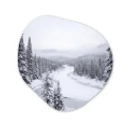 Rivier - Bevroren - Landschap - Winter Wandcirkel Organisch Aluminium middel -3d