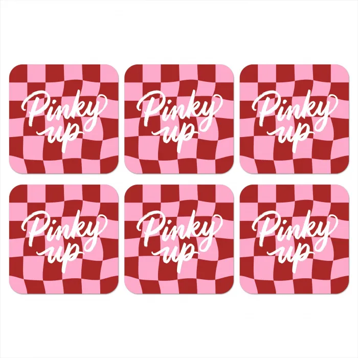 Pinky up - Geblokt - Bordeauxrood onderzetter kurk middel -3d