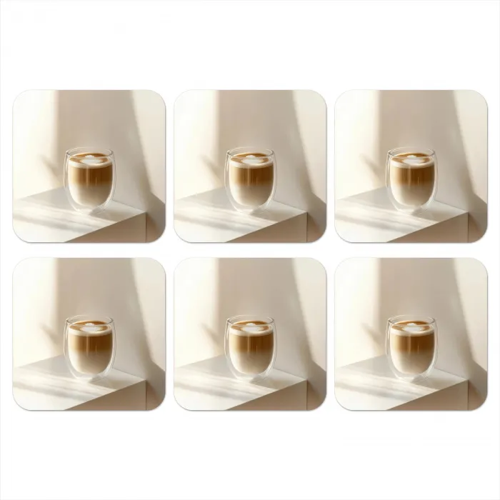 Mok - Latte - Minimalistisch - Schaduw onderzetter kurk middel -3d