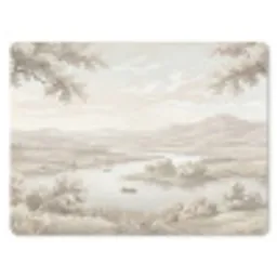 Rivierlandschap - Bergen - Natuur - Vintage - Beige muismat rubber klein -3d