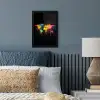 Wereldkaart - Verf - Kleurrijk - Graffiti - Wereld fotolijst zwart zonder passe partout klein -sfeer3