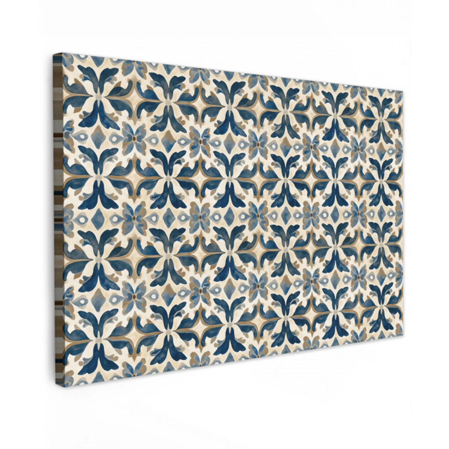 Tegel - Patroon - Blauw - Beige canvas 2cm klein 34 -z3d
