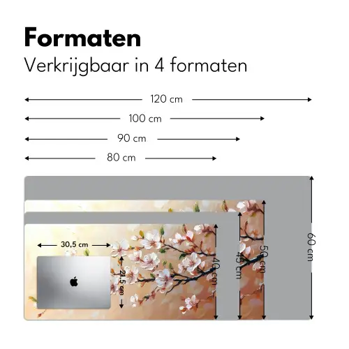 Bloesemtakken - Schilderachtig - Roze Muismat XXL klein -sfeer5