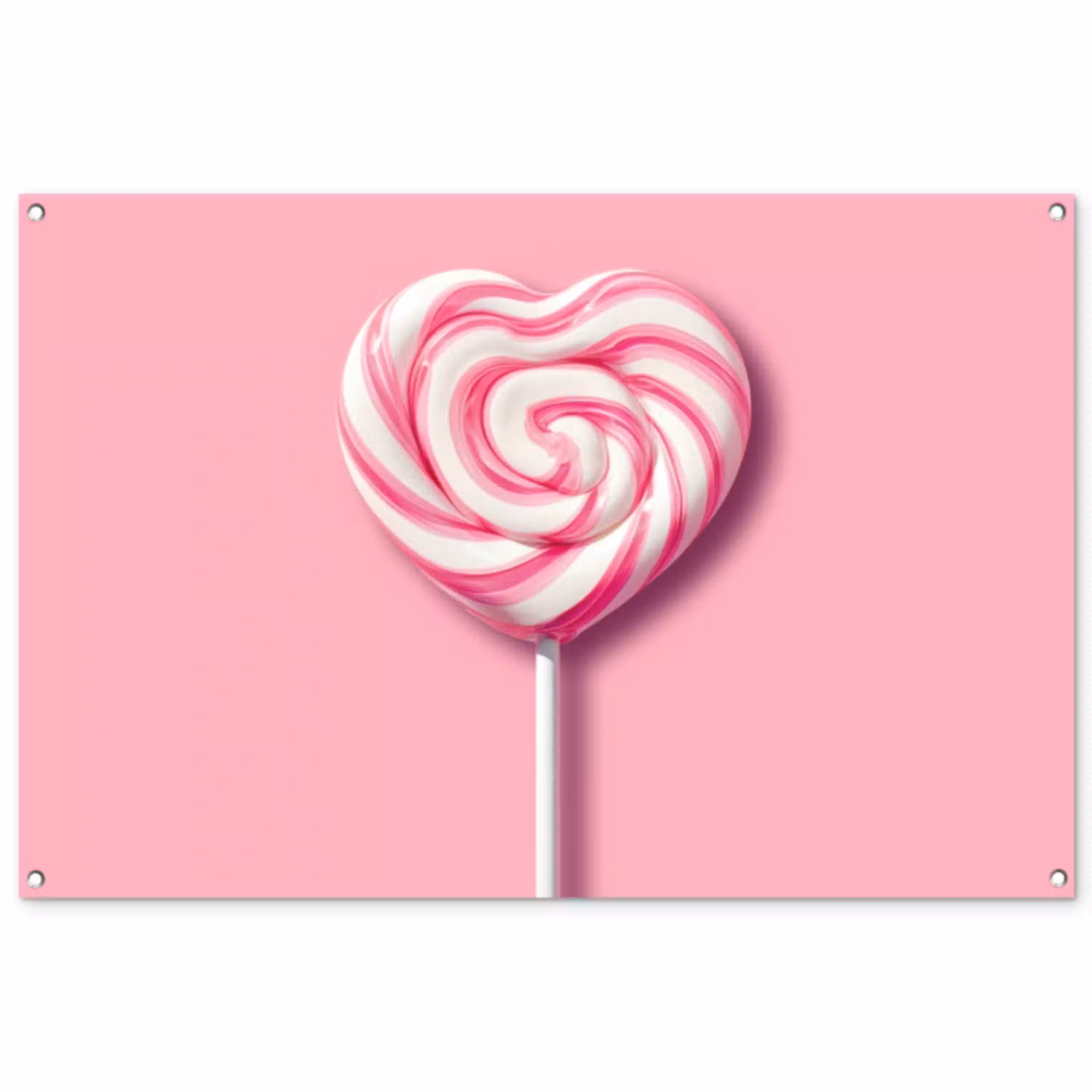 Snoep - Lolly - Hart- Roze tuinposter los doek groot -3d