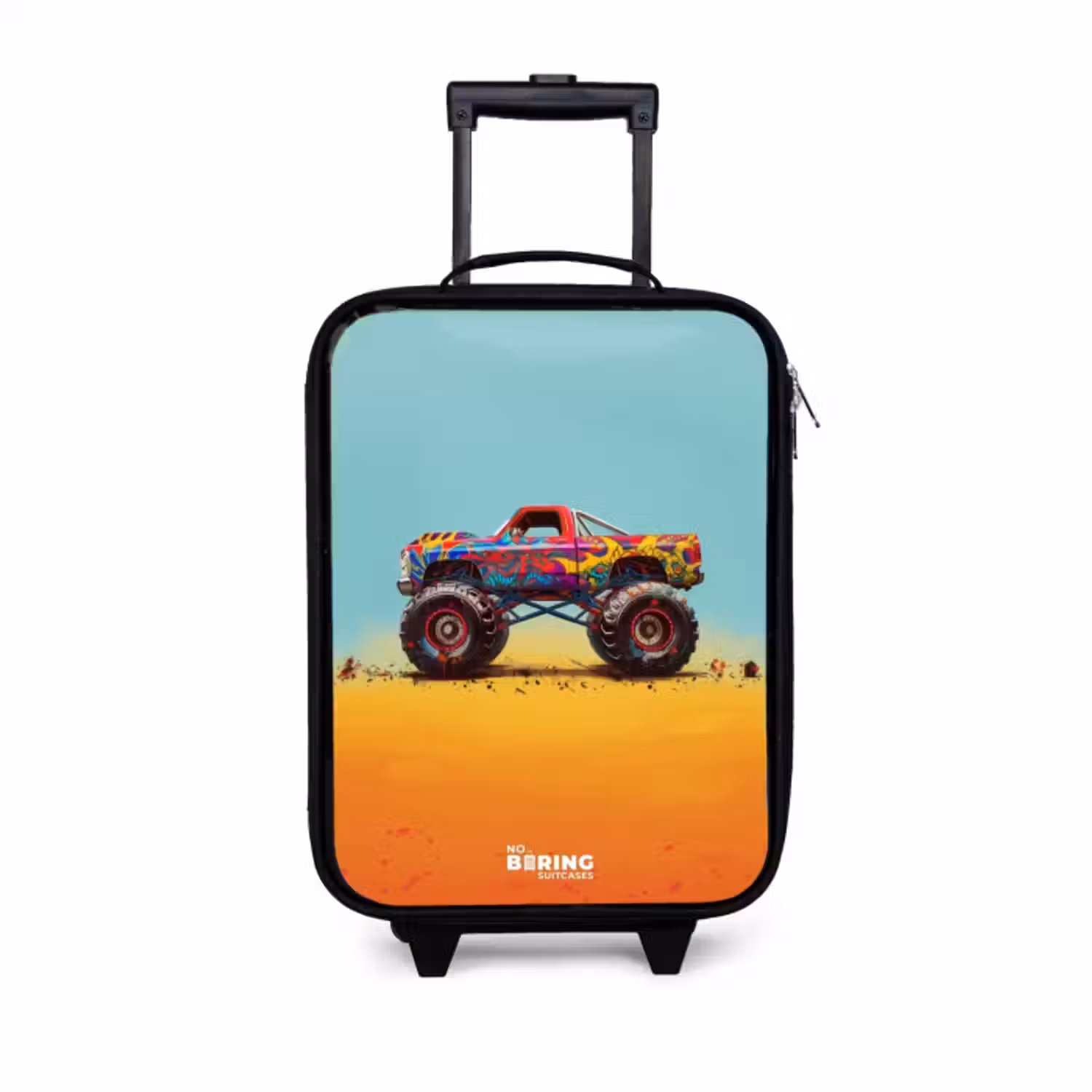Kinderkoffer - Zwart - Monstertruck met Graffiti Print in het Zand