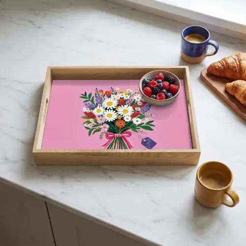 Bloemen - Quote - Kaartje - Kleurrijk Dienblad Rechthoek middel -sfeer2