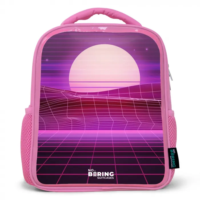 Rasterlandschap met zon Kinderrugzak - Roze middel -3d