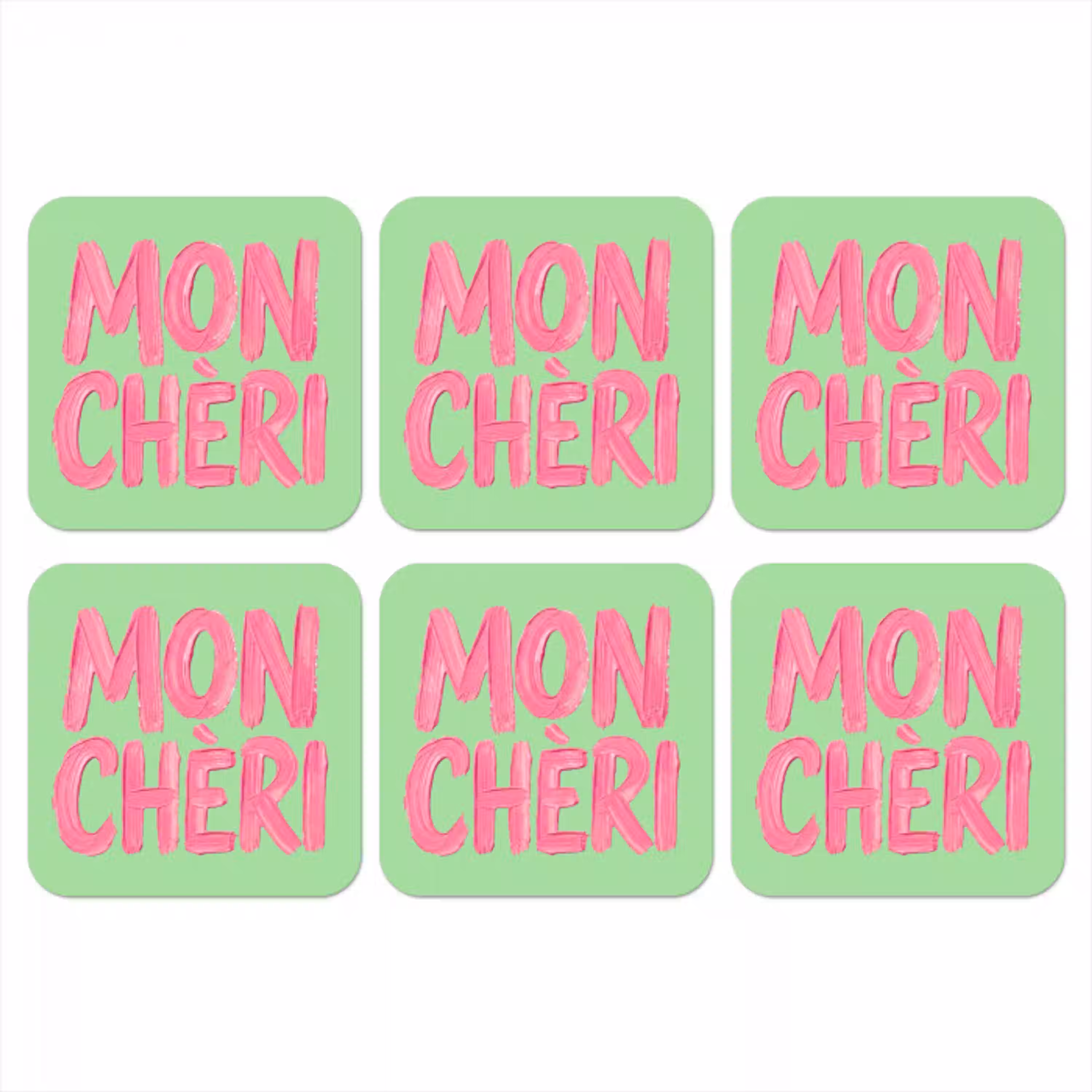 Mon cheri - Groen - Roze onderzetter kurk middel -3d