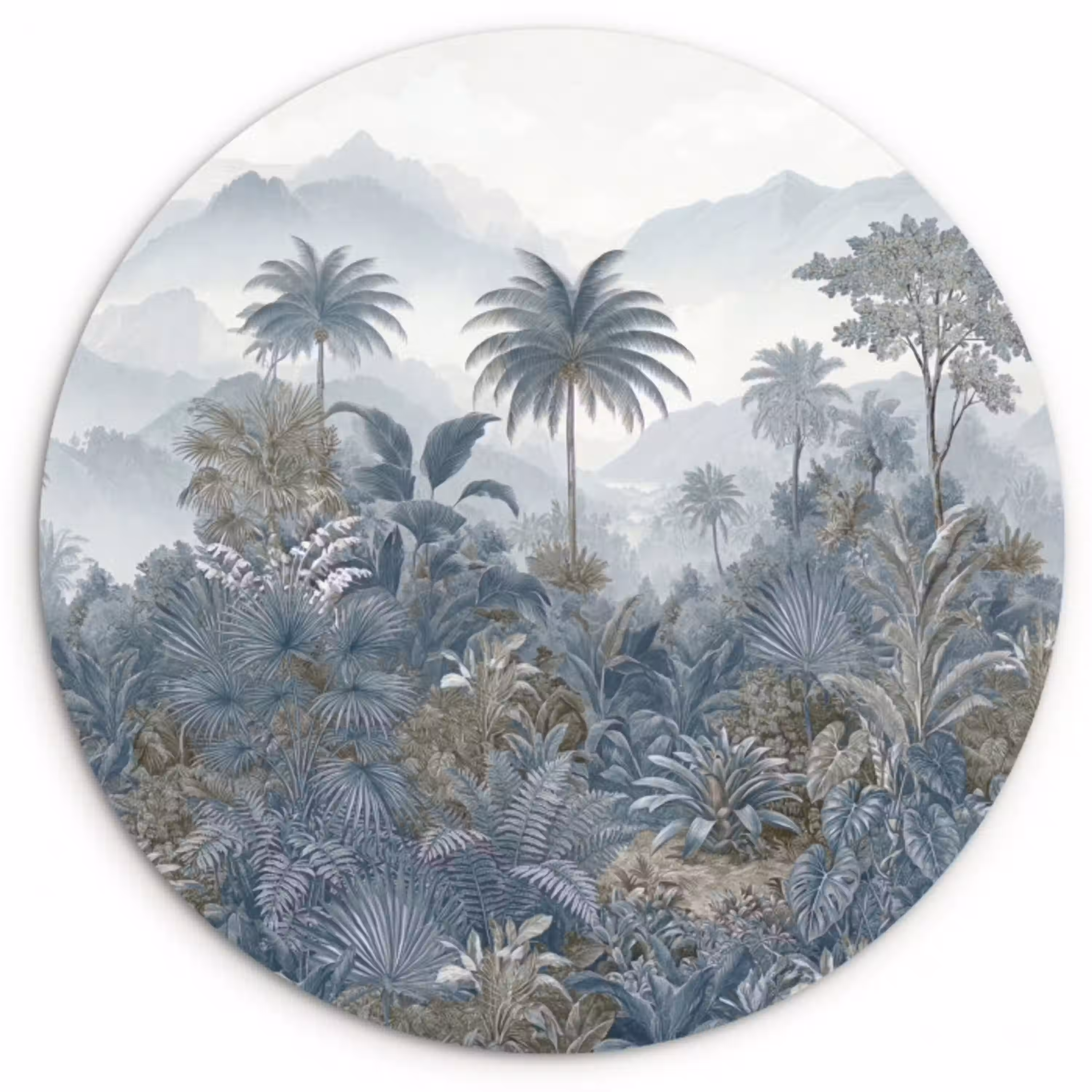 Jungle - Landschap - Blauw Wandcirkel kunststof plaat 5mm dik klein -3d