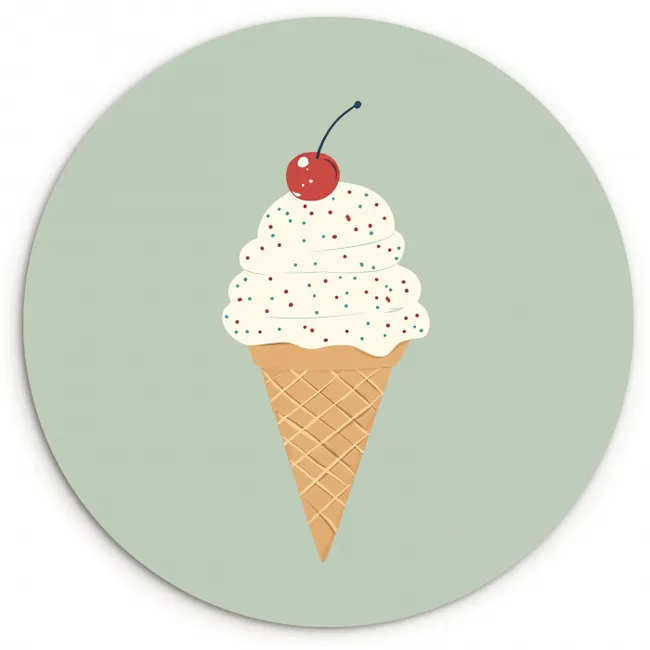 Illustratie - Ijsje - Spikkels - Kers KitchenYeah - Keuken - Wandcirkel Forex klein -3d