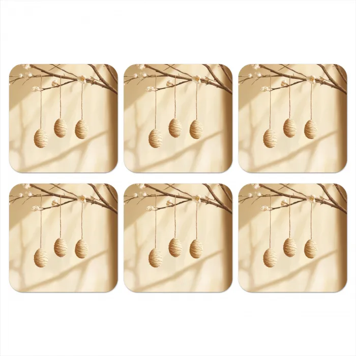 Beige - Paastak - Eieren onderzetter kurk middel -3d
