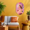 Vrouw - Bloemen - Paars - Abstract Wandcirkel Ovaal Forex klein -sfeer4