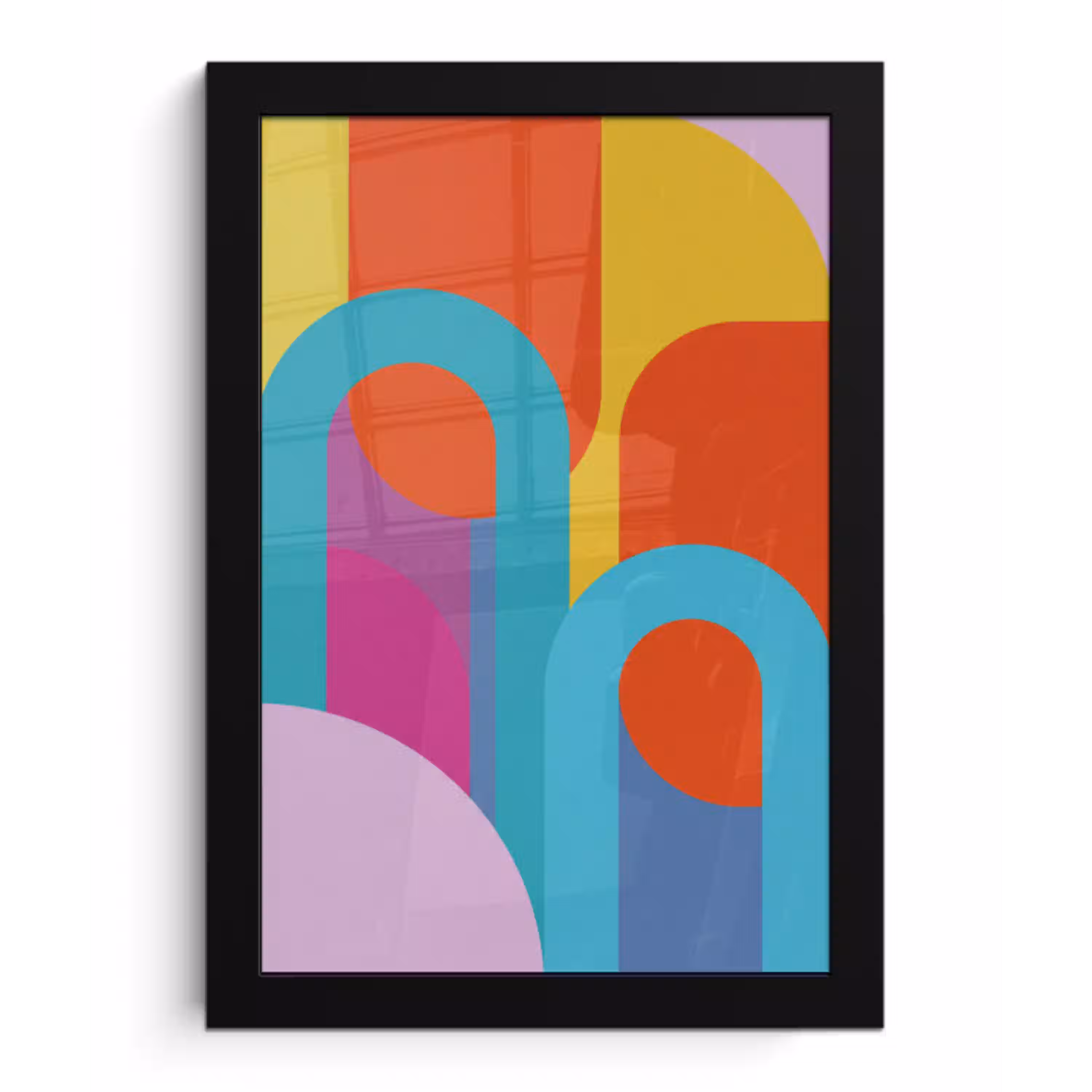 Abstract - Geometrie - Kleurrijk - Modern - Kunst fotolijst zwart zonder passe partout klein -3d