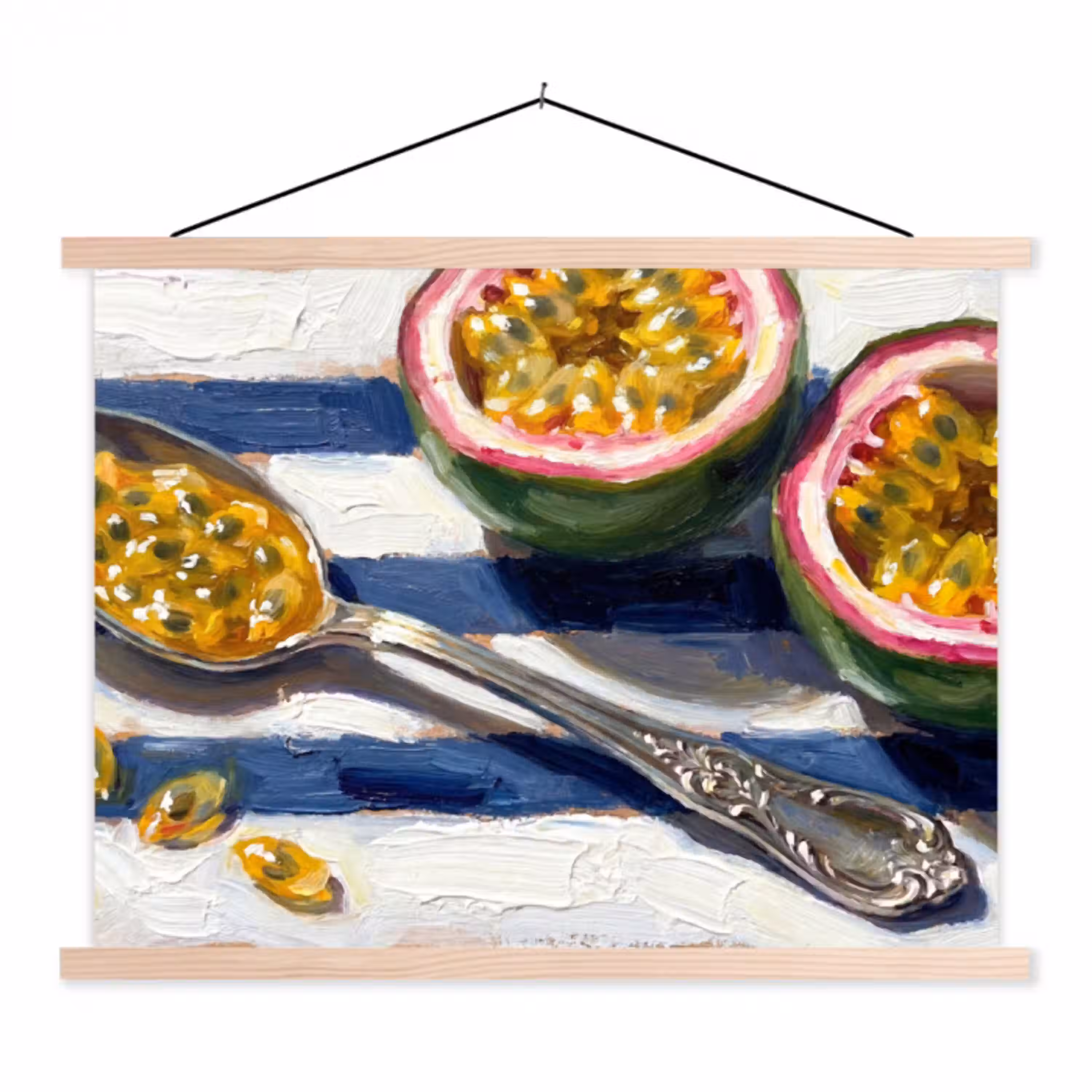 Eten - Passievrucht - Tropisch - Modern - Kleurrijk textielposter latten blank klein -3d