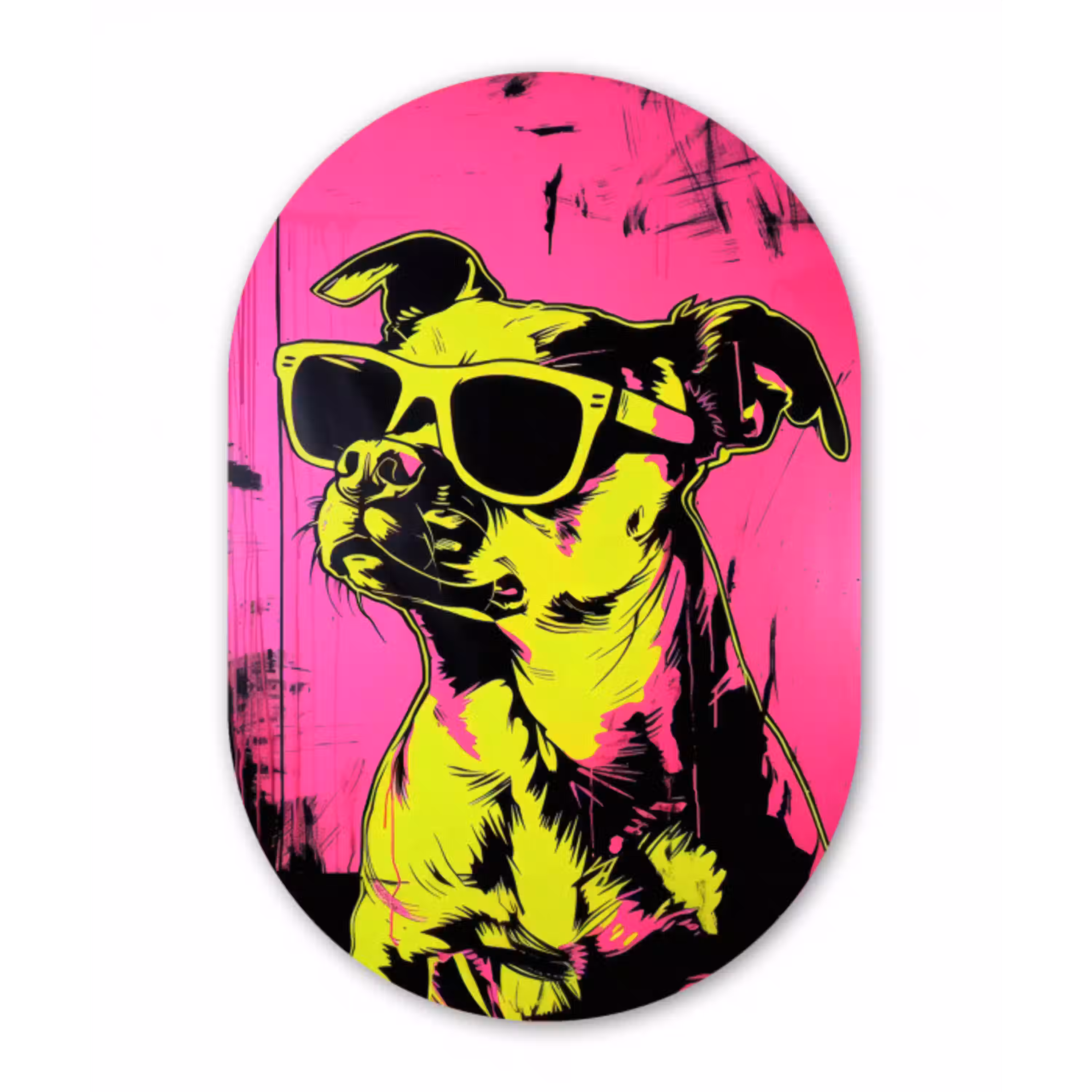 Hond - Zonnebril - Roze - Art Wandcirkel Ovaal Glas middel -3d