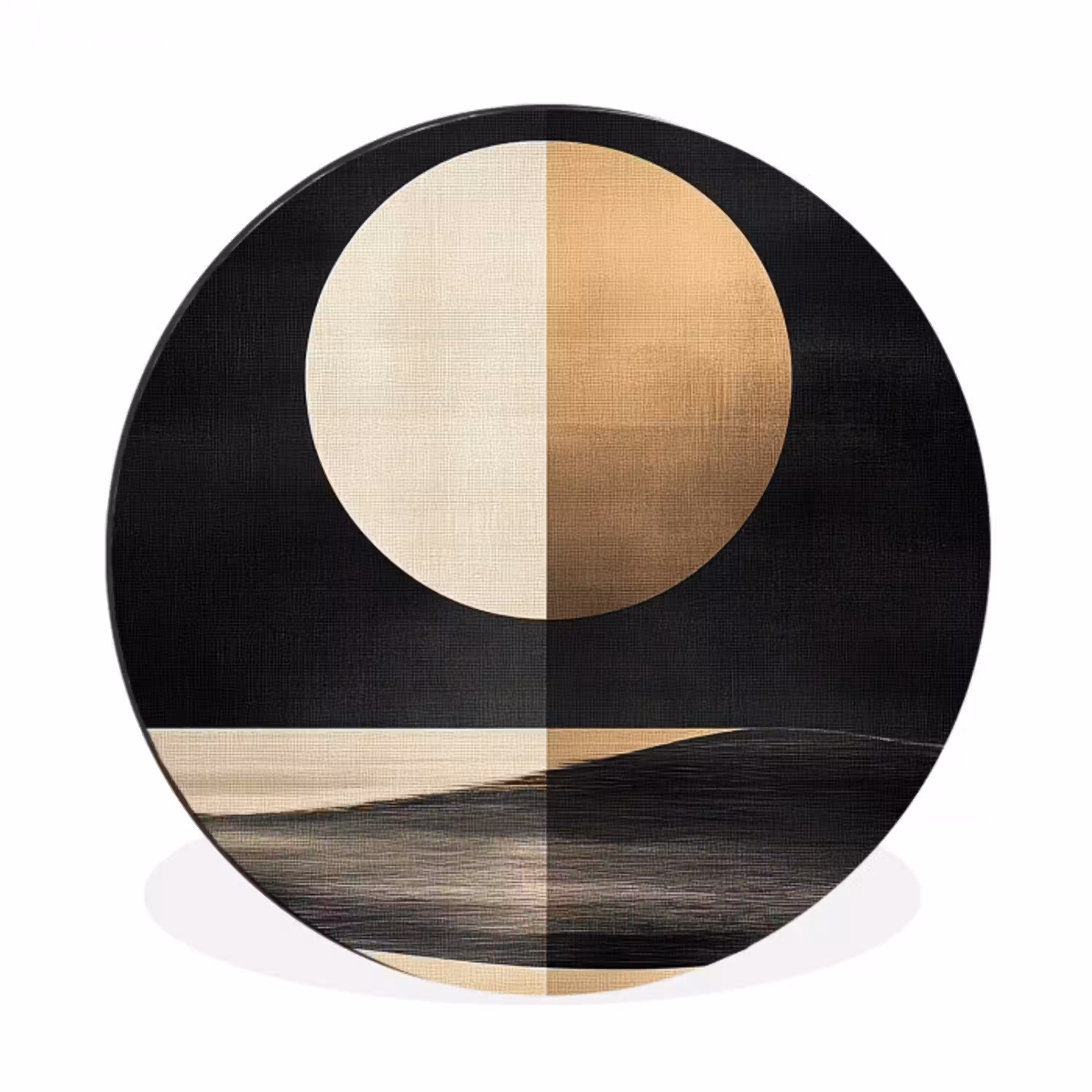 Maan - Cirkel - Goud Wandcirkel aluminium klein -3d
