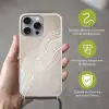 Golvende lijnen - Vloeiend - Zandkleurig Hoesje iPhone 16 Pro Max met koord klein -sfeer2_NL