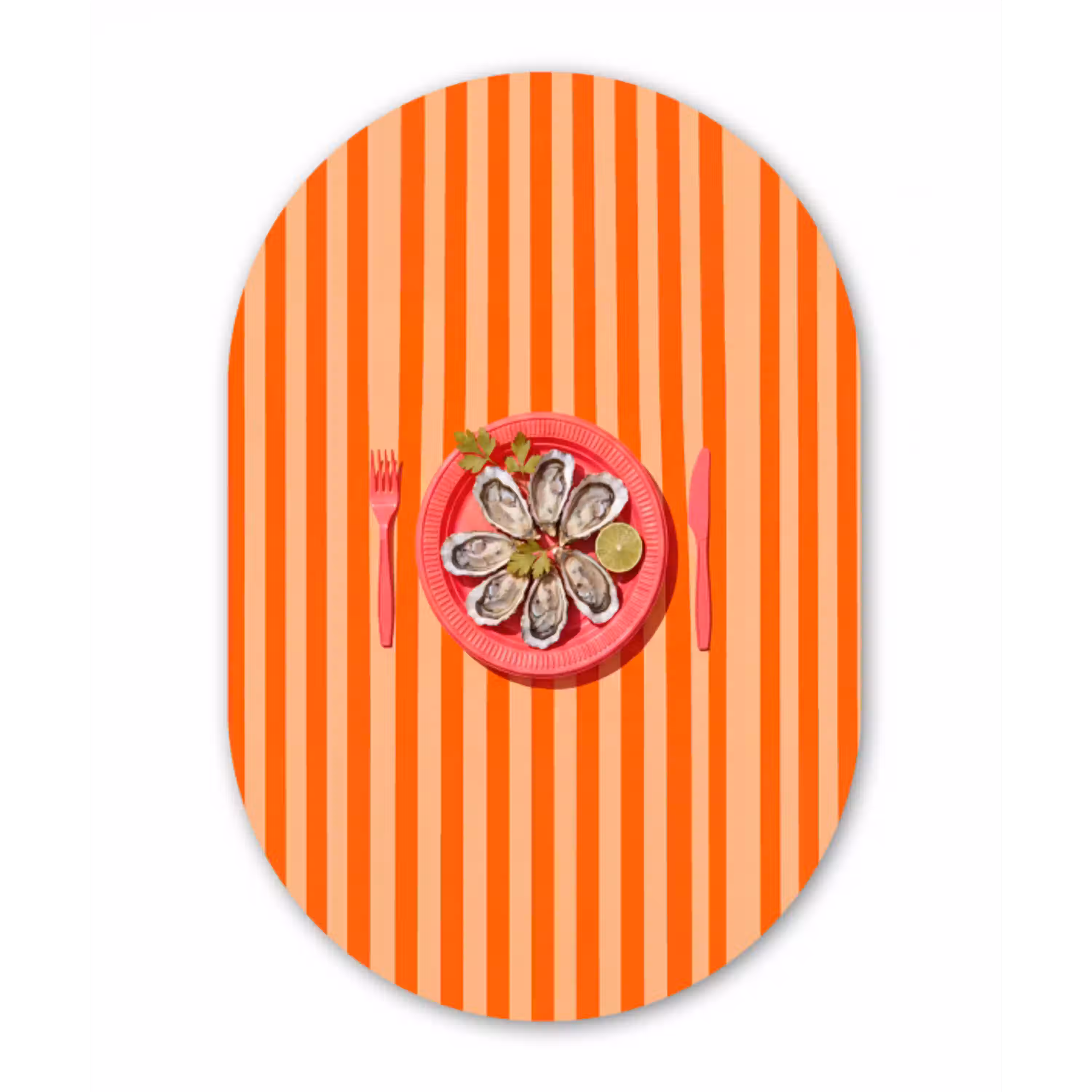 Eten - Oester - Zeevruchten - Oranje - Modern Wandcirkel Ovaal Forex klein -3d
