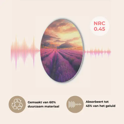Lavendelveld - Zonsondergang - Paars Akoestische PET Vilt - Rond klein -USP_NL
