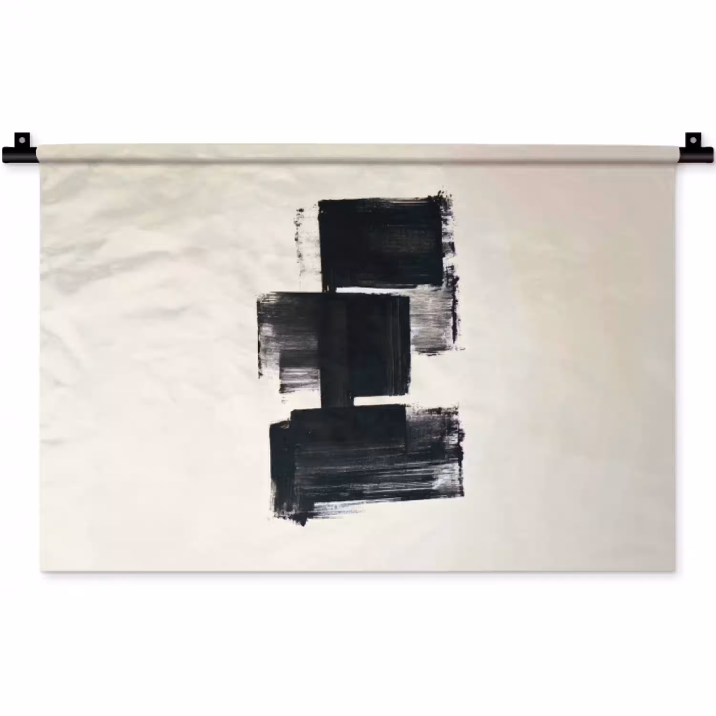 Rechthoeken - Penseelstreken - Abstract - Zwart Wandkleed katoen klein -zz3d